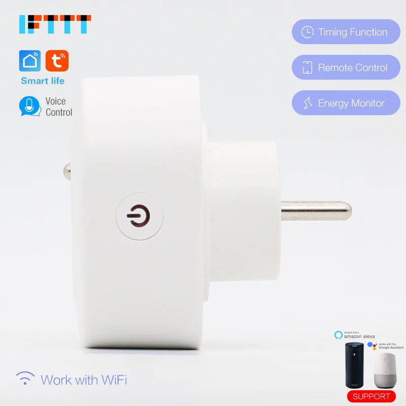 20pcs 16A wifi умная штепсельная вилка французская с монитором питания FR розетка