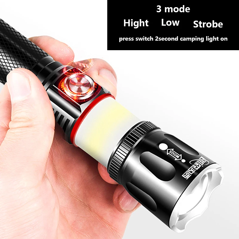 

2021 New XHP100 Tactical Flashight Rechargeable led light IPX65 Waterproof LED Torch Light Lanterna Use 18650 or 26650 Battery