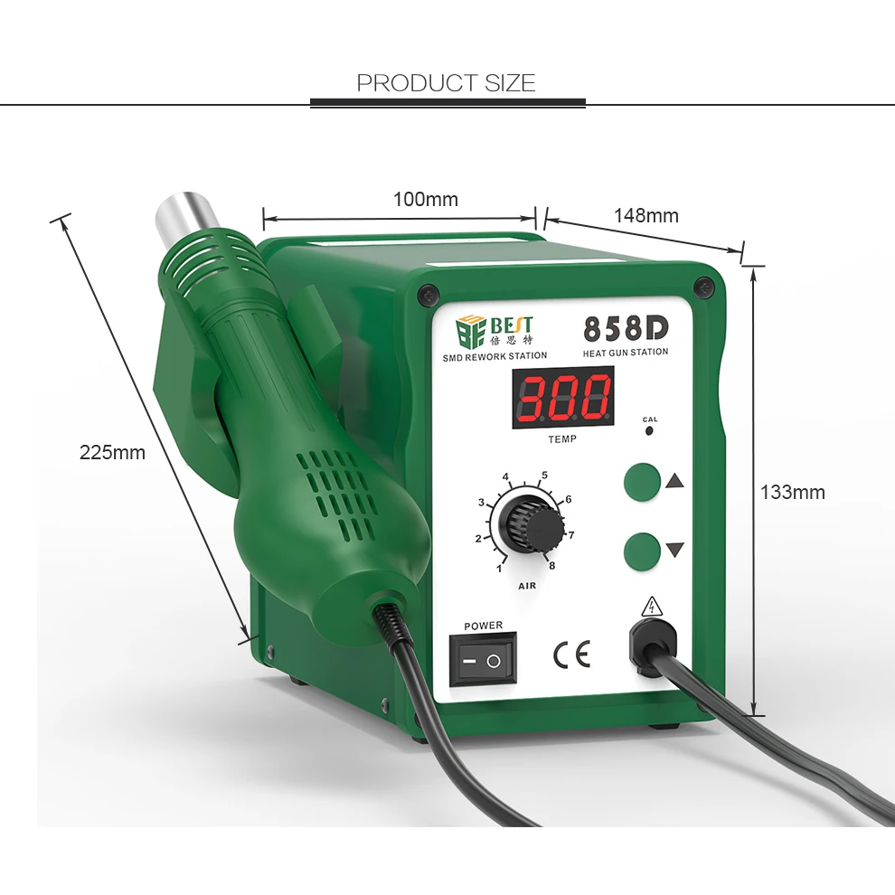 Настольная станция для распайки горячего воздуха со спиральным температурным
