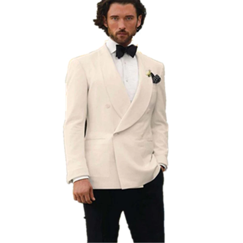 

Custom Made Suit Men Tuxedos Shawl Collar Ivory 2021 New Arrive