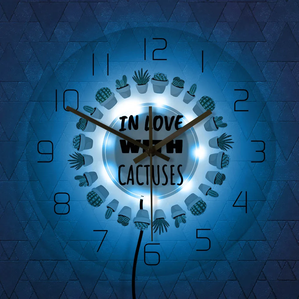 Влюбленные в кактусы настенные часы скандинавском стиле Hygge горшечные