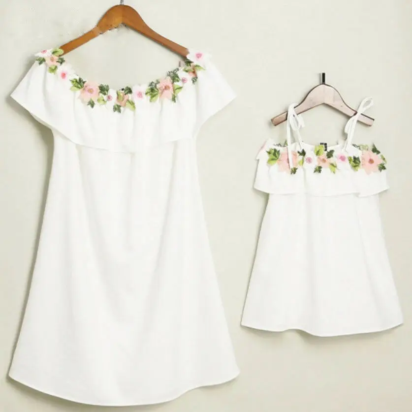 Платье Pudcoco с открытыми плечами для мамы и дочки сарафан семьи Цветочная