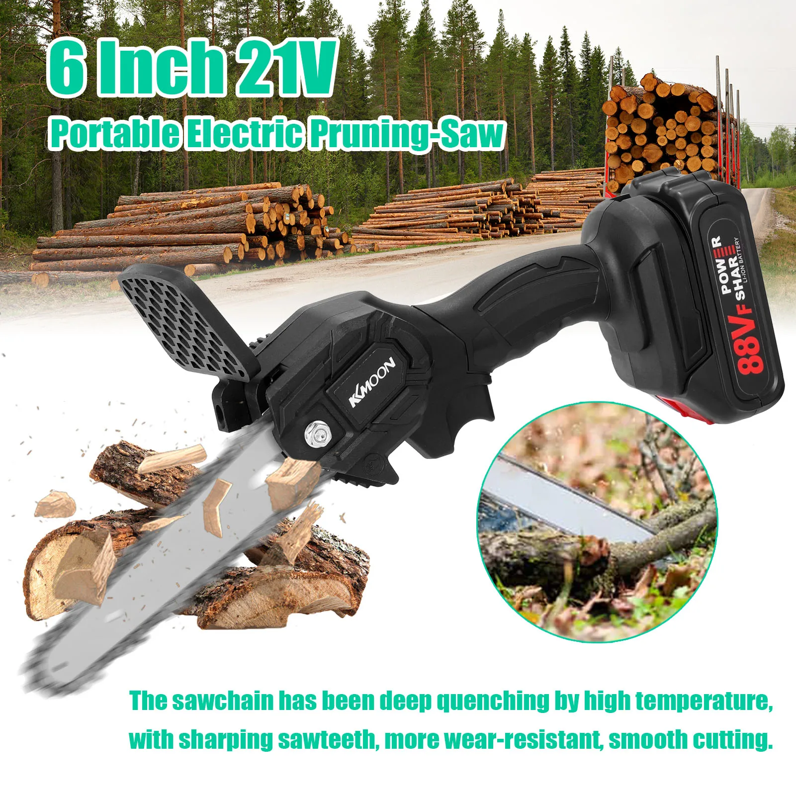 

21V 6inch Portable Electric Pruning-Saw 88VF Small Wood Spliting Chainsaw Brush Motor One-handed Woodworking Tool for Garden