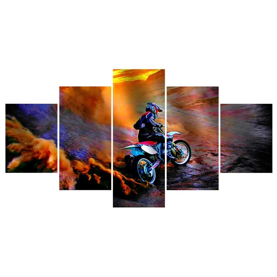 

HD Canvas Printed Wall Art Pictures Frame 5 Pieces Motorcycle Sports Home Decor For Living Room Poster Modern Cuadros Painting