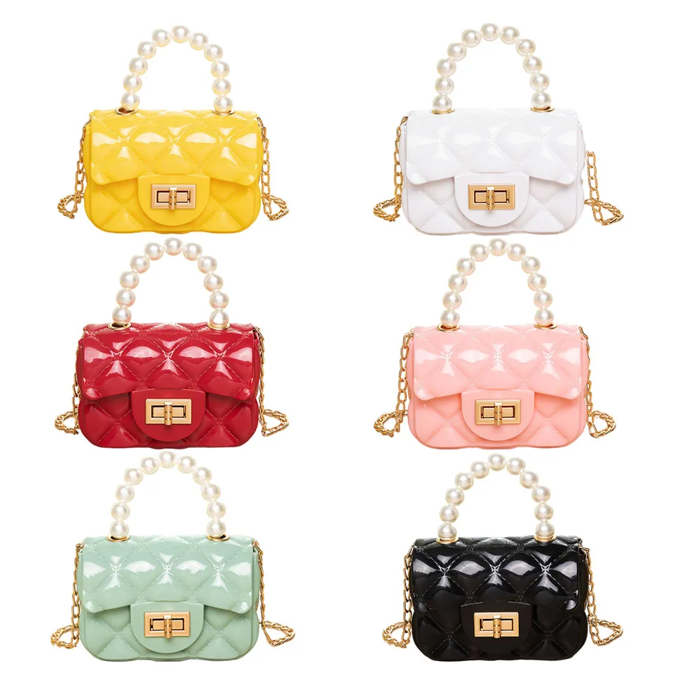 

Мини-сумка женская на цепочке, элегантная портативная Сумочка с жемчугом для девушек, кожаный мессенджер через плечо с ромбовидным узором