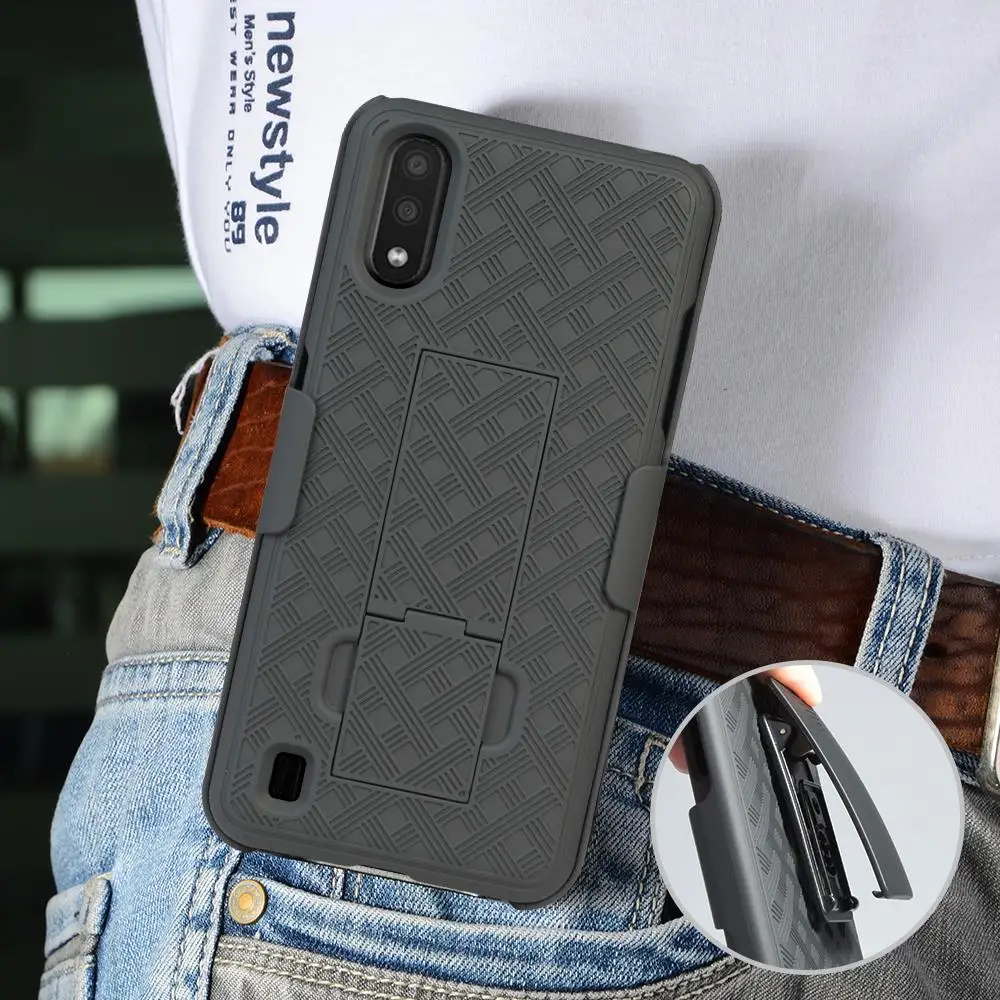 

Mobile phone accessories belt clip kickstand case for samsung galaxy A01 cover