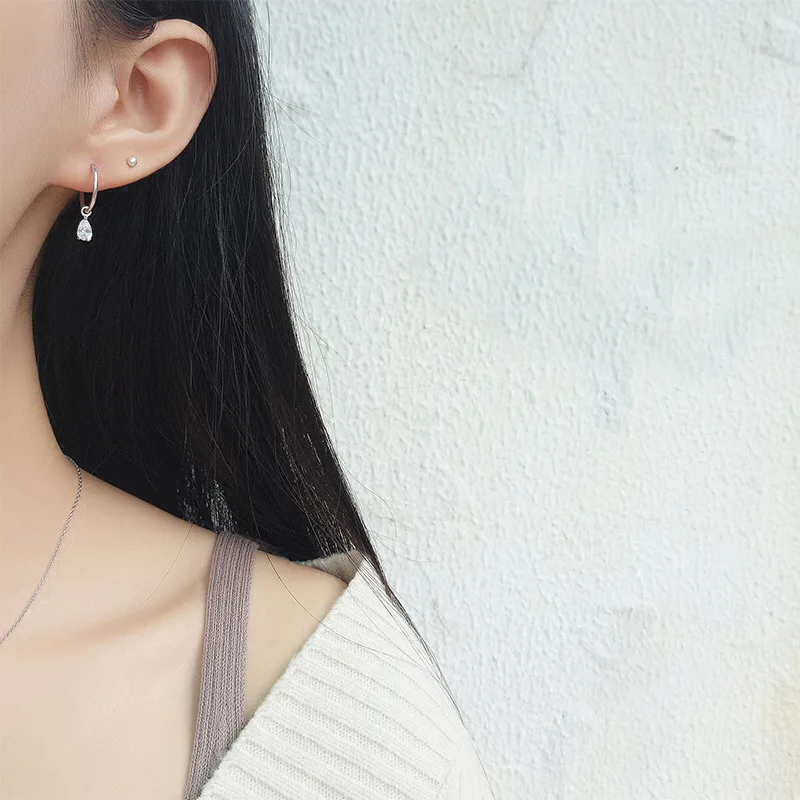 Серьги-клипсы серебряного цвета с австрийскими кристаллами висячие серьги для