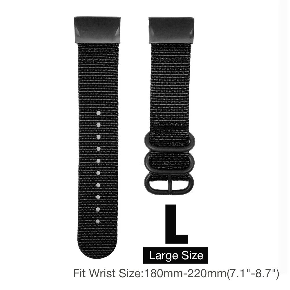 Black-L Fenix 6X браслет из нержавеющей стали Металл Quick Fit 26 мм/22 мм NATO нейлоновый ремешок для часов Ремешок для Garmin Fenix 5/6X/Fenix 5X/Fenix 3 - Цвет: Black-L