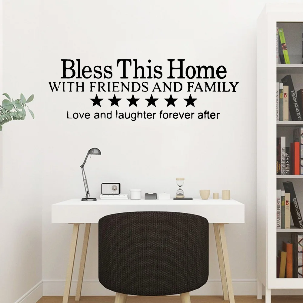 

Hot Bless this home Family Wall Stickers Mural Art Home Decor Living Room Bedroom Home Party Decor Wallpaper