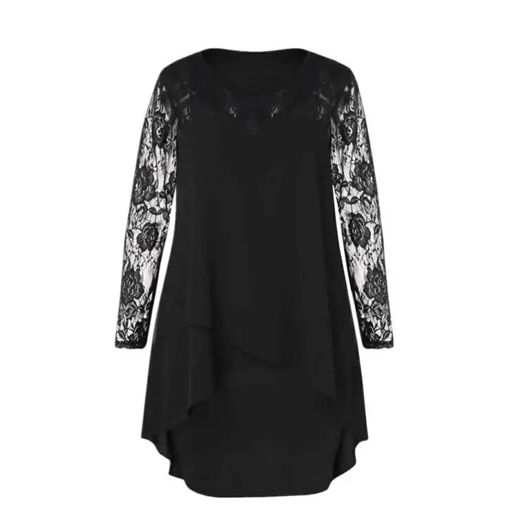 

S-5XL Women Autumn Large Size Lace Dress Casual Slim Big Size Dress Plus Size Female Bodycon Party Dress Ladies OL Office Wear