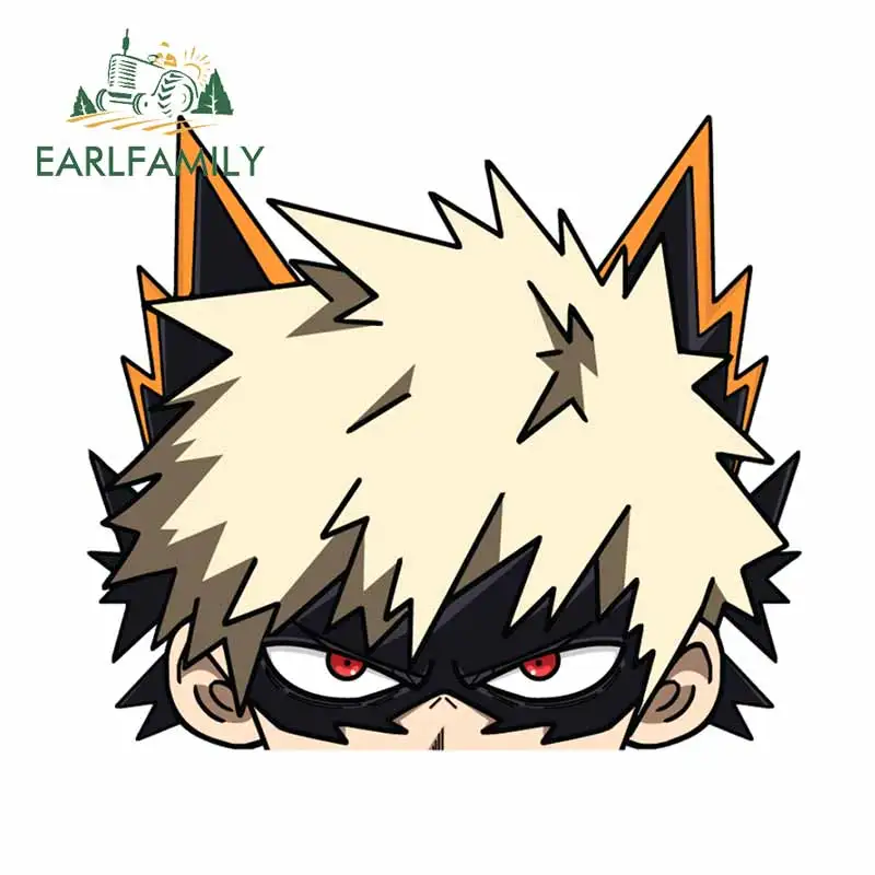 

EARLFAMILY 13cm x 11.6cm for My Hero Academia Bakugo Peeker Anime Car Stickers Vinyl Window Trunk Custom Printing Decal