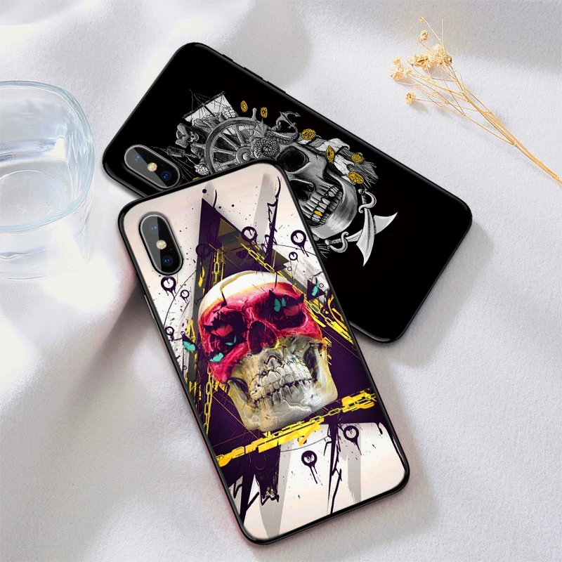 Skull Case For iPhone XS Max XR Soft Silicone Cover X 6 6S 7 8 Plus Coque Funda | Мобильные телефоны и аксессуары