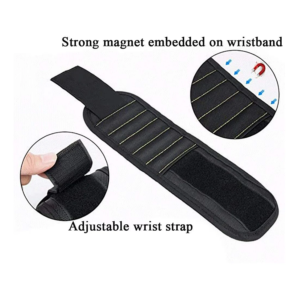 

Magnetic Wristband Portable Tool Bag Magnet Electrician Wrist Tool Belt Screws Nails Drill Bits Bracelet for Repair Tools New