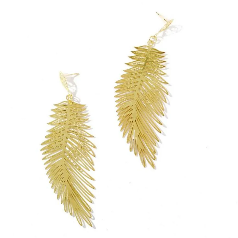 Серьги Timlee E311 New Leaf - творческие ретро-серьги из металла с пером для женщин, популярный аксессуар для оптовой продажи.