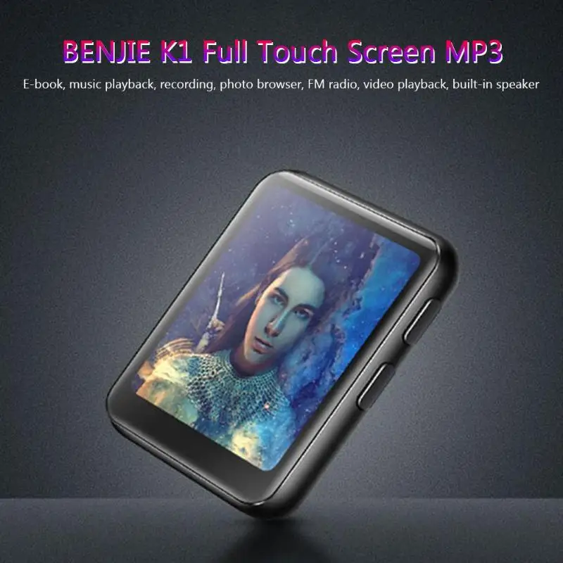 BENJIE K1 MP3 музыкальный плеер Bluetooth мини клип 1,5 дюймов сенсорный экран HiFi FM радио громкоговоритель MP3 музыкальный плеер для бега
