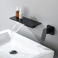 chaowalmai sink tap black bathroom faucets mixer waterfall faucet golden taps sink faucet wall mounted wash basin water tap