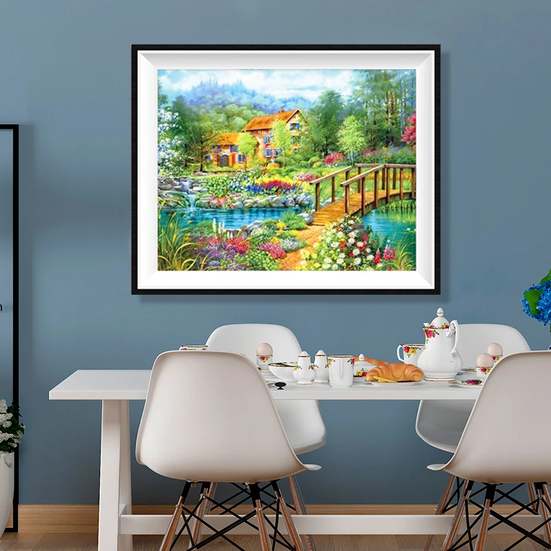 

Яркая 5D картина YI, Полный Круглый пейзаж, сельская местность, вышивка крестиком, украшение для дома