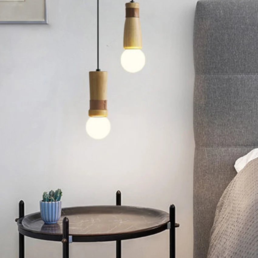 Современная светодиодный ная Подвесная лампа из твердой древесины s светильник в