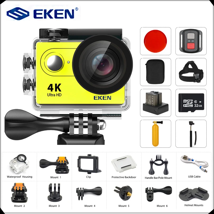 Екеn H9/H9R действие Камера Ultra HD 4 K/25fps Wi-Fi 2," 170D шлем Подводные Камера водонепроницаемый Cam Спорт Камера