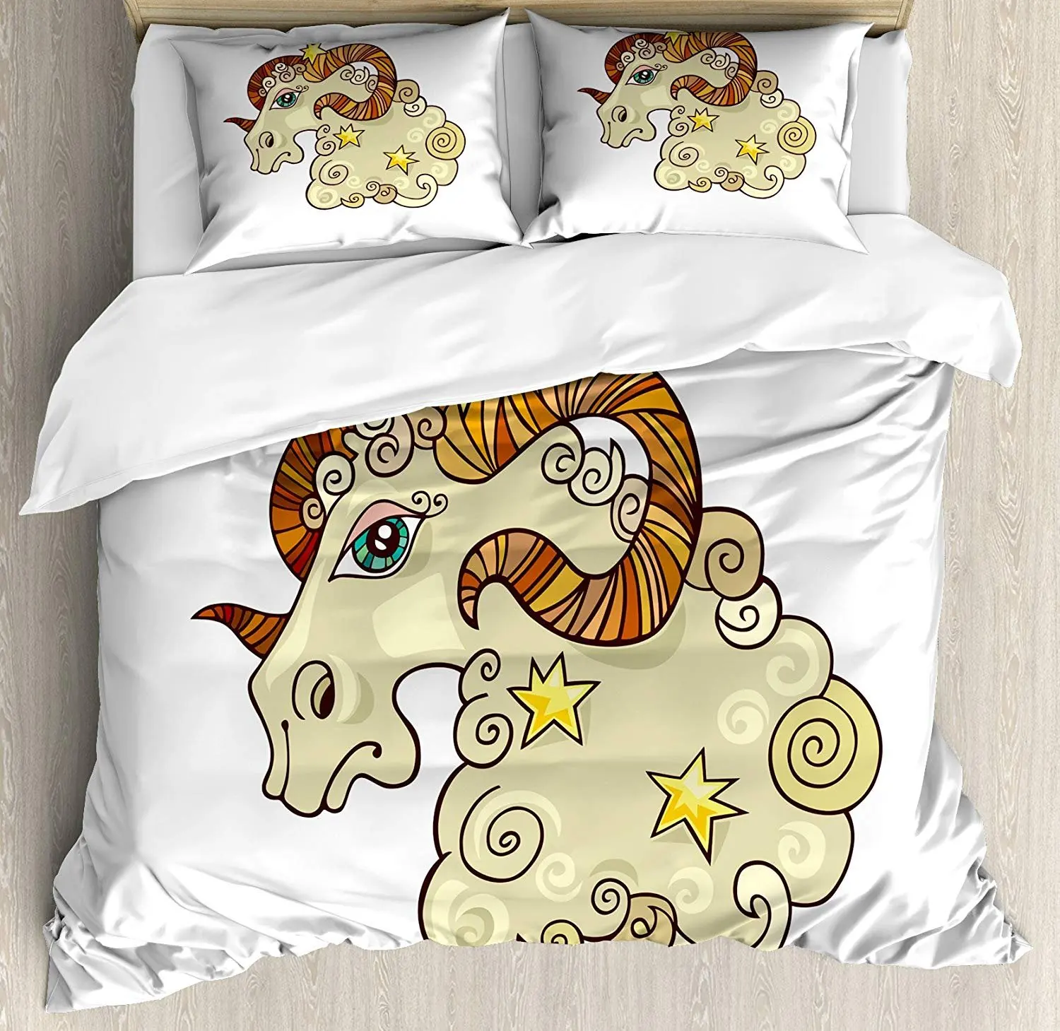 

Комплект постельного белья «знаки Зодиака», с рисунком комикса, ОЗУ, животное, пушистый смешной космический персонаж с желтыми звездами, по...