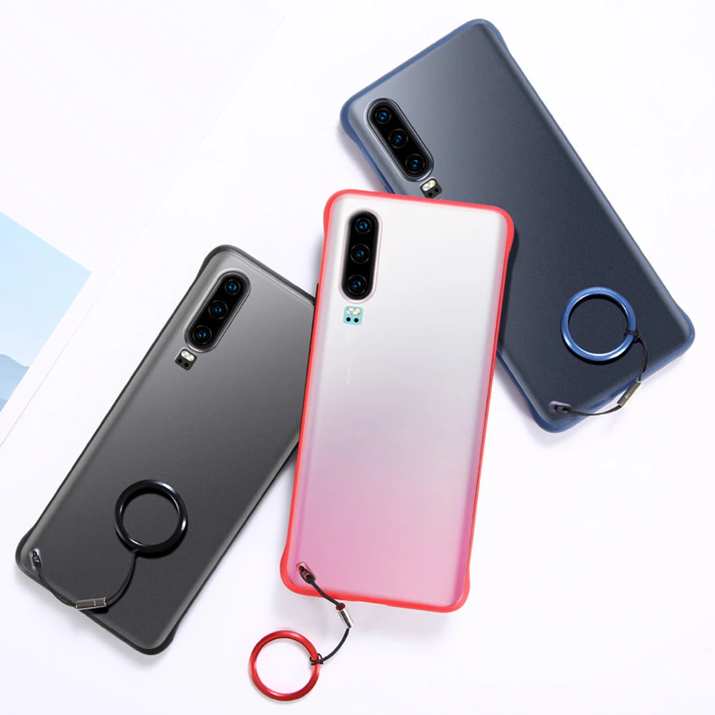 Матовый Бескаркасный чехол для телефона с кольцевым захватом Huawei P20 30 Mate