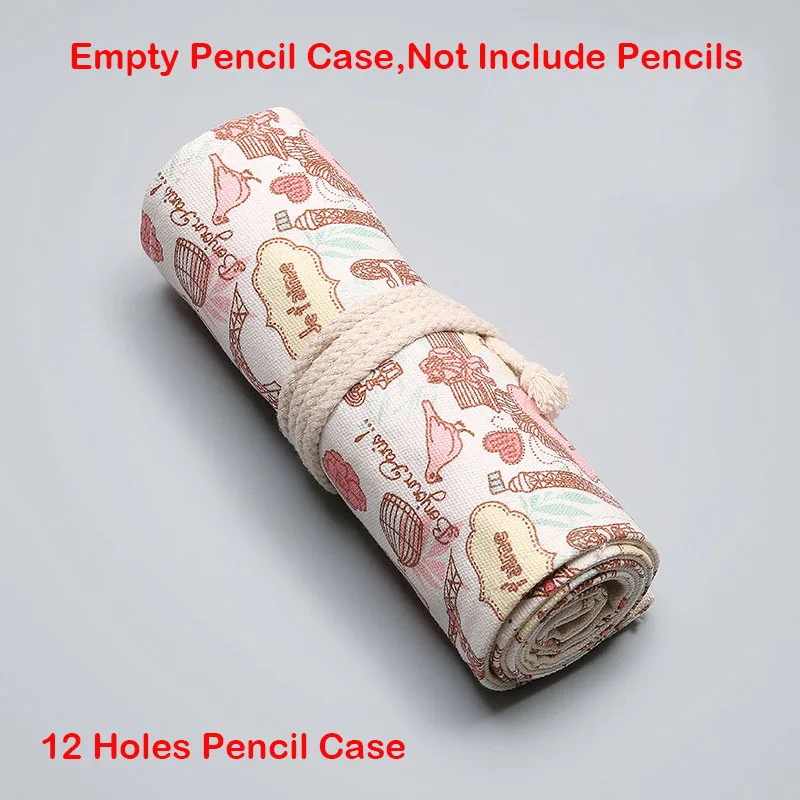 12 Holes Empty Penal С рисунком Эйфелевой башни уголовного для школьный пенал-рулон большой 12/24/36/48/72 Отверстия пенал для мальчиков и девочек холщовый пенал картриджи - Цвет: 12 Holes Empty Penal