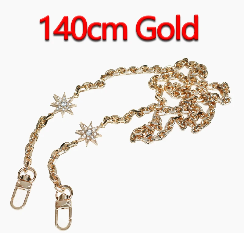 140cm Gold DIY 50 см-160 см Замена золотая металлическая цепочка Наплечные ремни для клатч Сумки, маленькие сумки модные 7 мм ручки для сумок ремни для сумок - Цвет: 140cm Gold