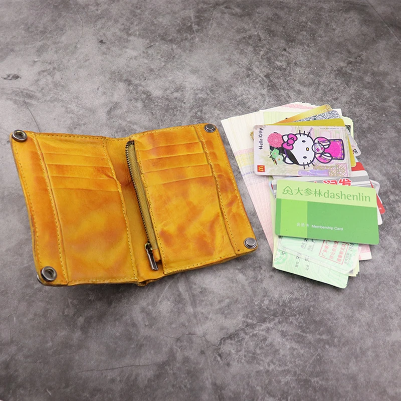 

Handmade Wrinkle Wallet Original Leather Genuine Cow Leather Vertical Mens Wallets Retro Money Clips Luxury Short Billfold Purse