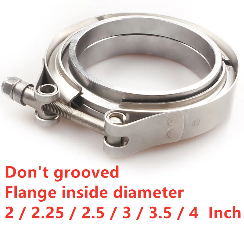 

304 Stainless Steel 2" 2.5" 3" 3.5" 4" V Band Clamp V-band Exhaust Flange 76mm Turbo Exhaust Vband V Clamps Kits Flange Clamp