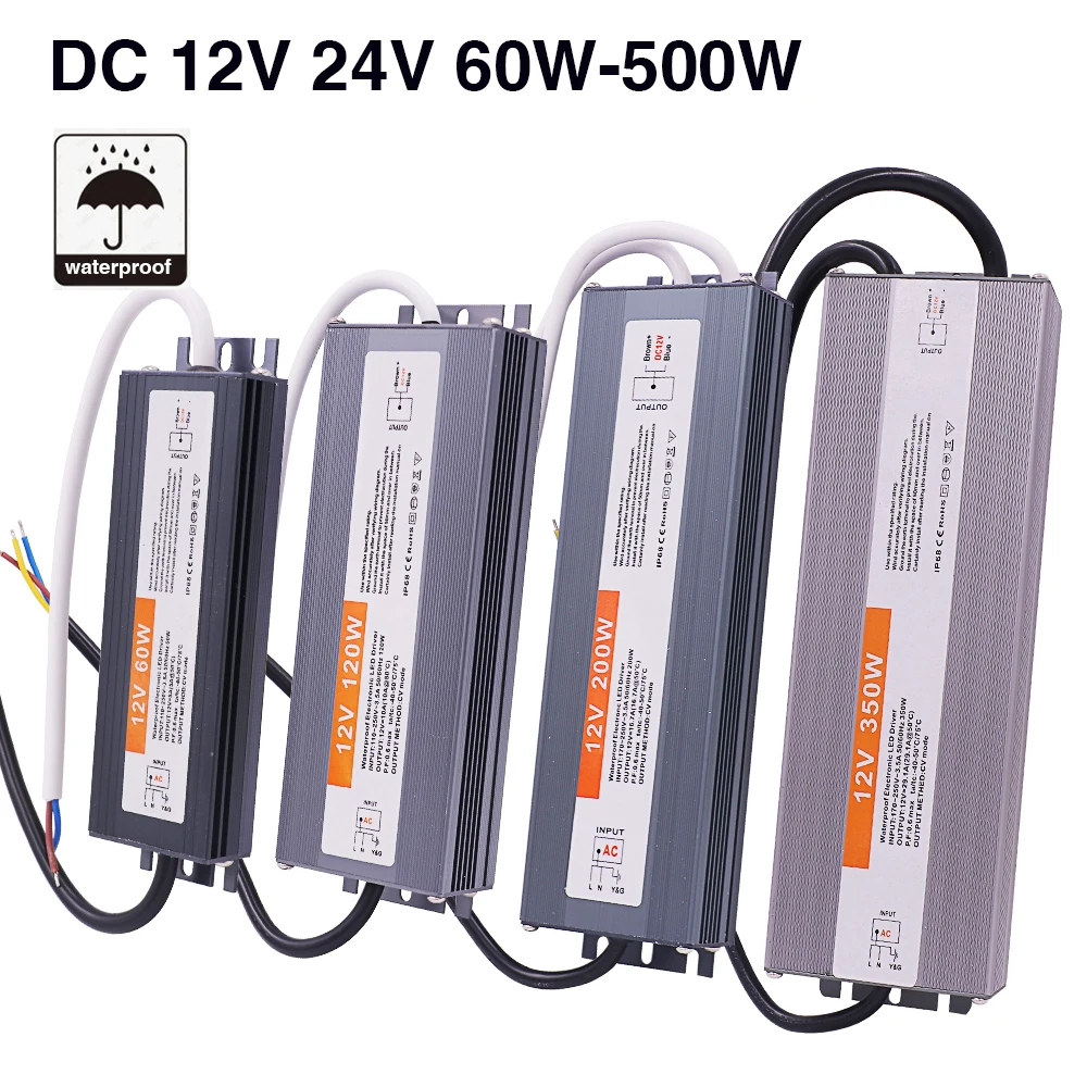 

Waterproof LED Driver Power Adapter AC170-250V To DC12V 24V 60W 100W 150W 200W 300W 400W 500W Transformer LED Strip Power Supply