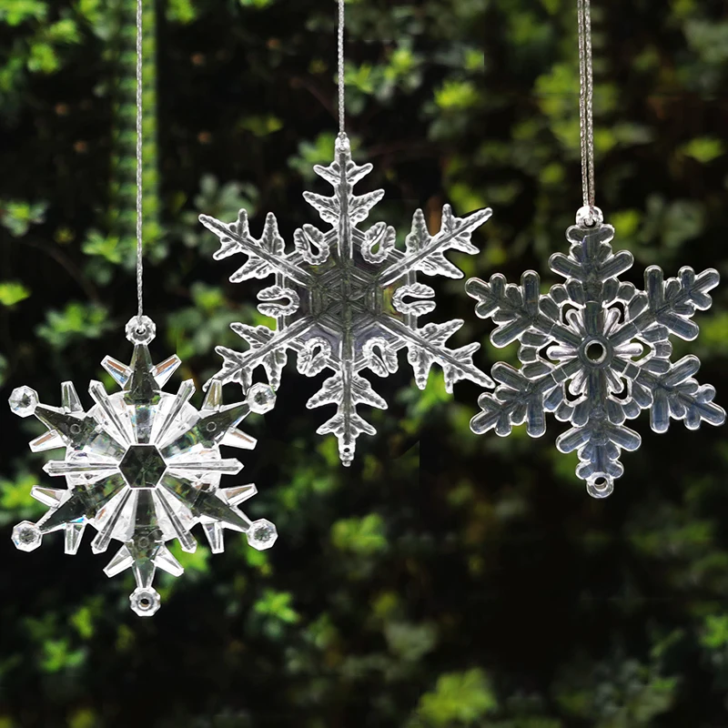 

10 Styles Clear Crystal Snowflake Hanging Decor Christmas Tree Acrylic Decorative Snowflake Diy Charm Christmas Gift Accessories