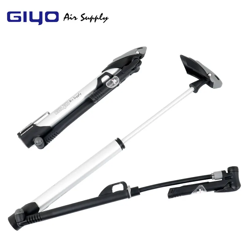 GIYO Велосипедные насосы Велоспорт 140PSI MTB дорожный складной велосипед мяч Портативный пол воздушный насос нержавеющий ниппель камеры высокого давления к клапану Шредера F/V A/V GM 71