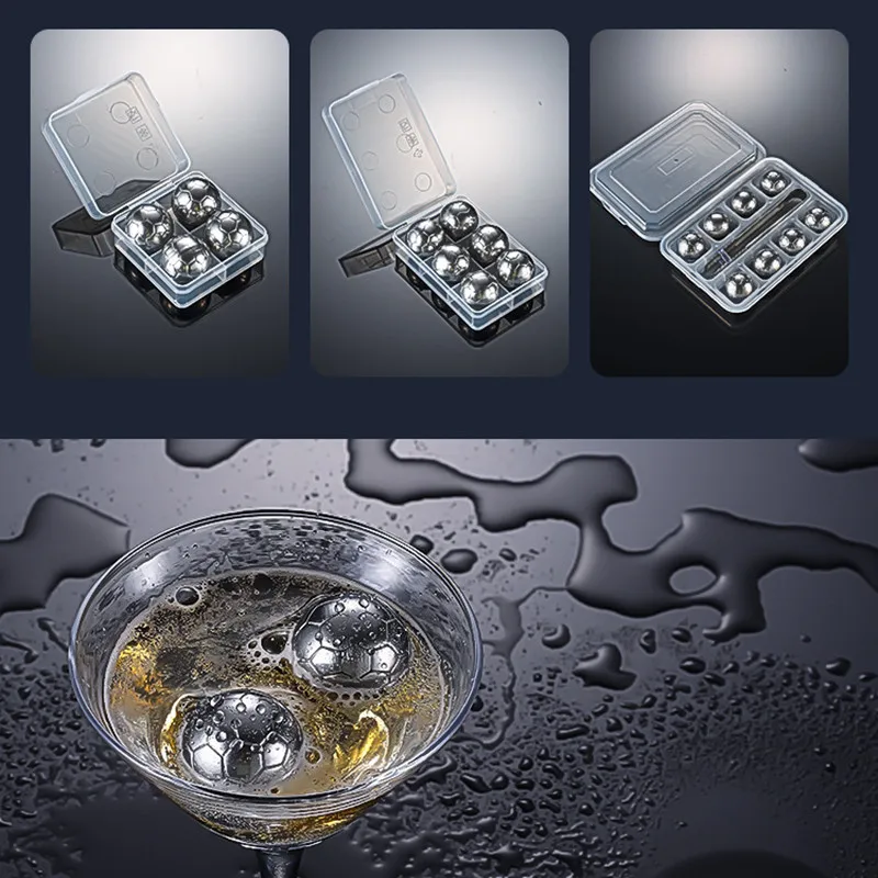 

304 Stainless Steel Ice Hockey Set Beer Ice Tartar Whisky Drink Metal Ice Box Quick Frozen Ice Cell Drinks Colling Tools For Bar