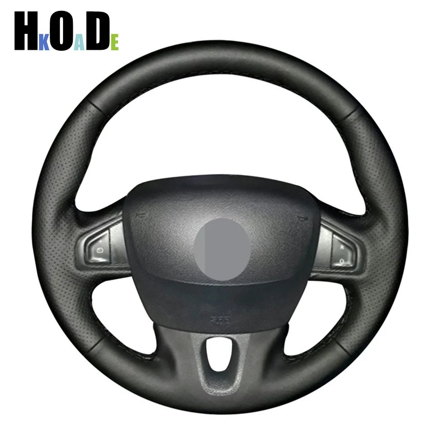 DIY ручной работы черный натуральная кожа чехол рулевого колеса автомобиля для