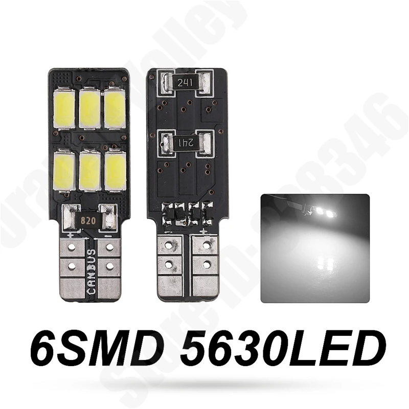 10 шт. клиновые лампы T10 W5W 6 светодиодный LED s 194 501 Canbus 12 Auto 5630 SMD DC 12V | Автомобили и