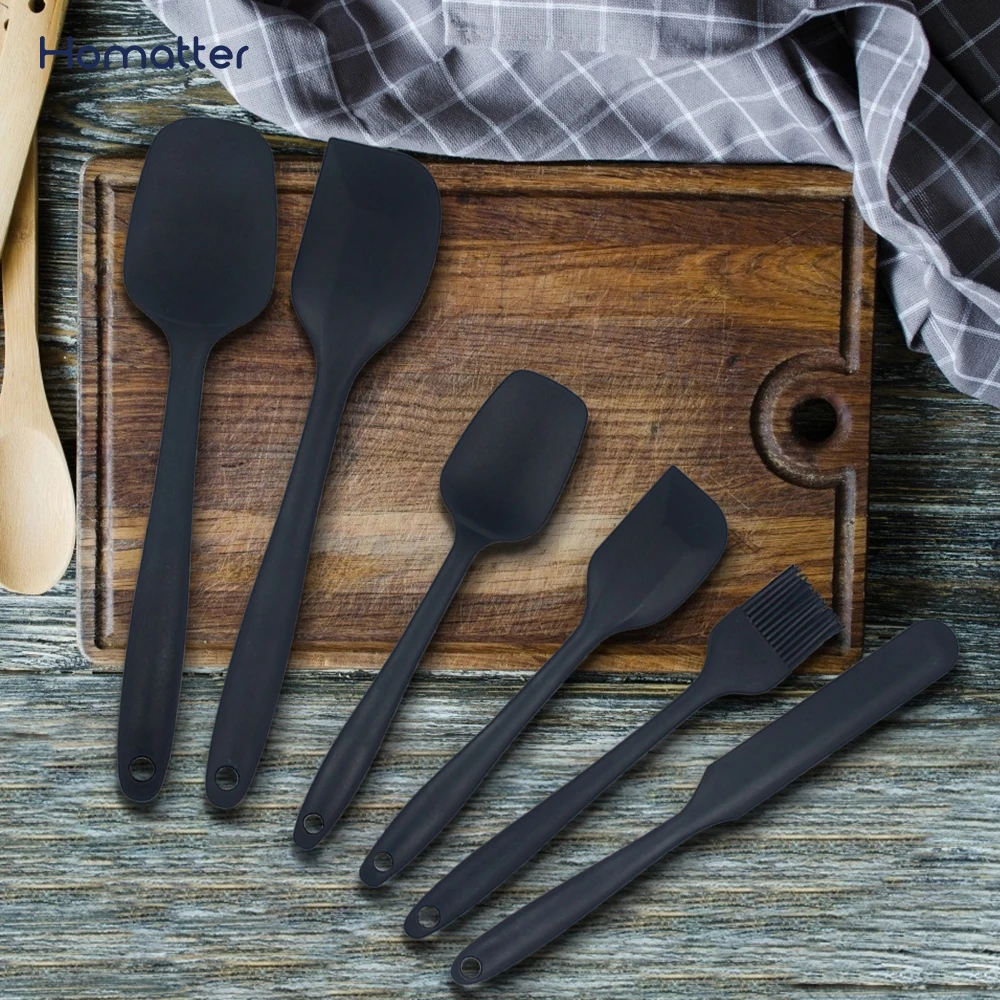 

Homatter Kitchen Spatula Set 6pcs Silicone Scrapers Spoon Non-Stick Cake BBQ Heat Resistant Cooking Utensils Baking Tools