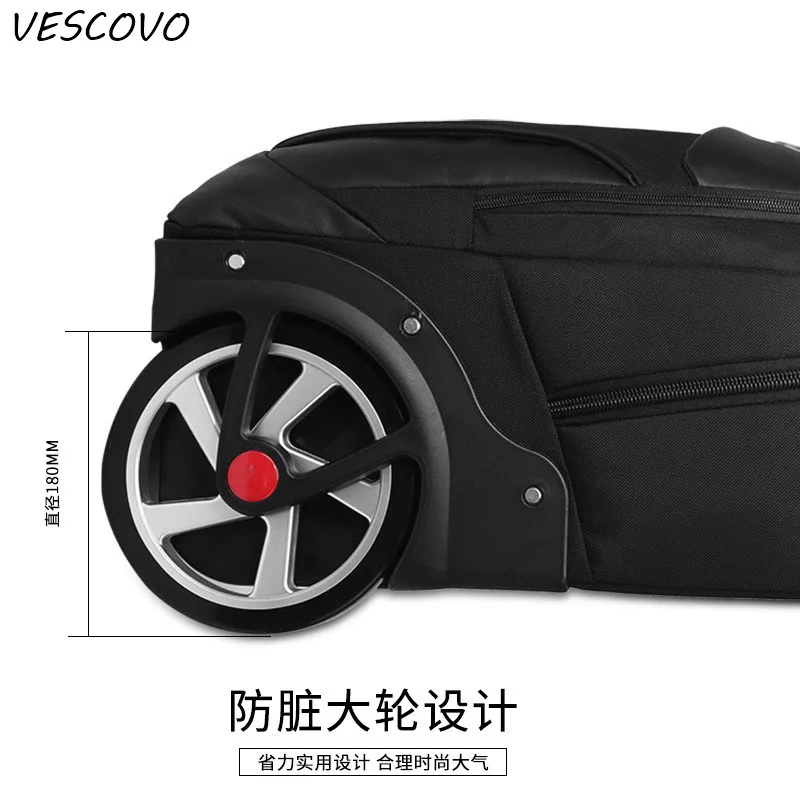 

VESCOVO 18"20inch Men's Oxford Trolley Luggage Travel Bags Large Capacity Trolley Bags Waterproof Business Trip Backpack