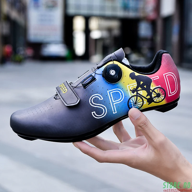 spesifikasi Percetakan Bersepeda Pria MTB Sepeda Sepatu Kasual Luar Ruangan Self-Locking Unisex Balap Sepeda Sneakers