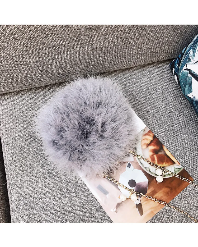 Luxury Designer Fur Purse Women Ostrich Feathers Evening Party Bag Famous Brand Handbag Fall Winter Party Day Cluthes Drop Ship