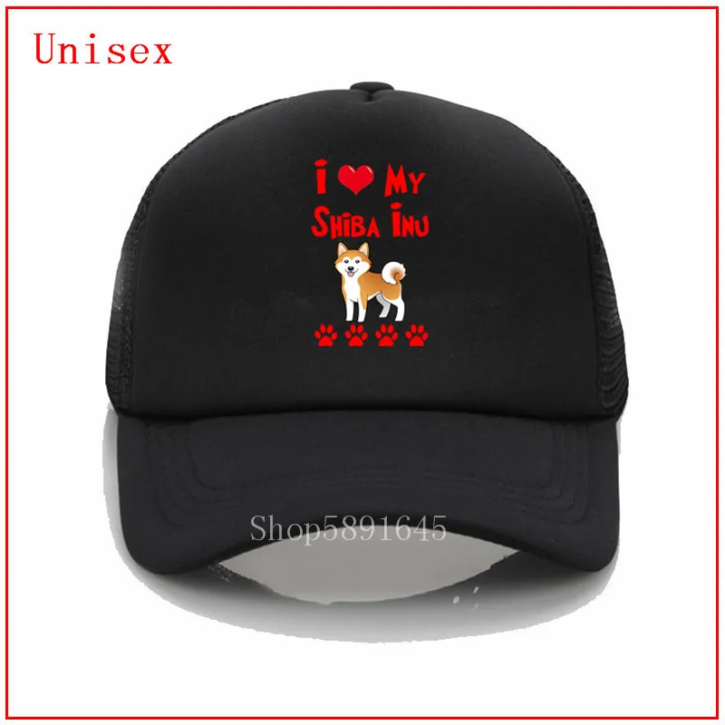 Мужская кепка с козырьком I love shiba inu doge красная Кепка для мужчин модная на заказ |
