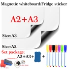 Магнитная доска A2 + A3, 2 шт., гибкая накладка, магнитный Набор для холодильника, посылка Кая, школьная, офисная, кухонная, белая доска