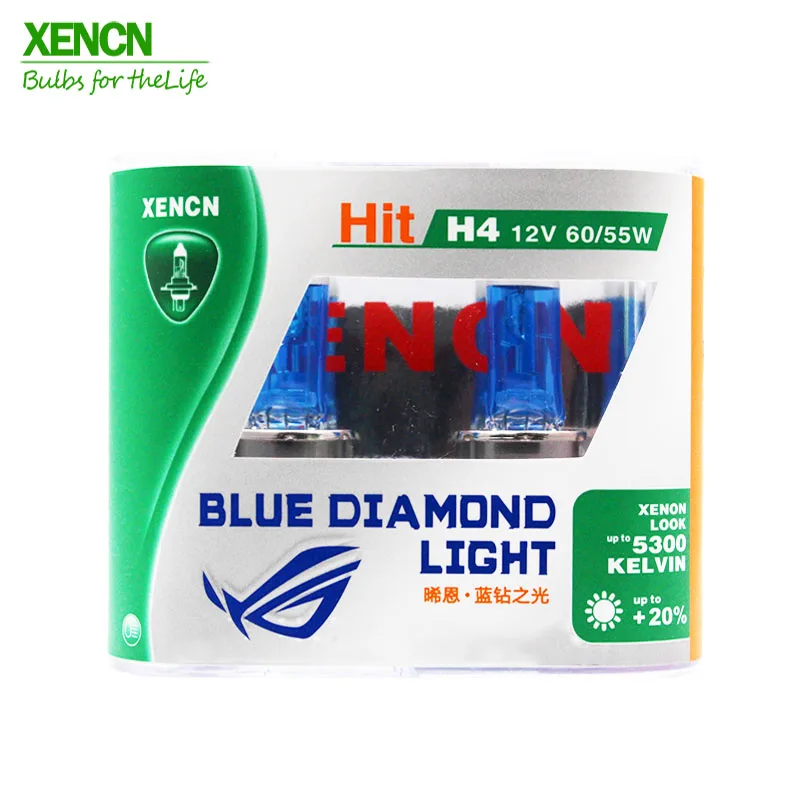 XENCN H4 12V 60/55W 5300K синий бриллиант автомобильный светильник более яркий УФ-фильтр галогенная супер белая головная лампа 30% больше