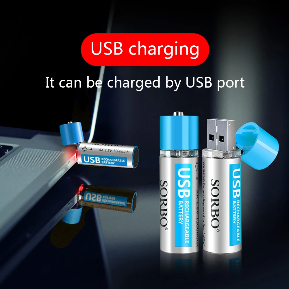 Литий полимерная литиевая батарея SORBO 1 5 В AA 1200 мА · ч перезаряжаемая USB комплект