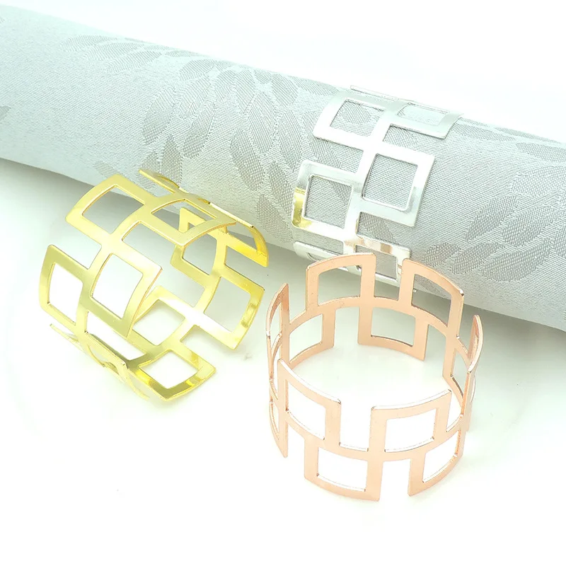 6 шт. золотые серебряные кольца-салфетки держатель для салфеток западное