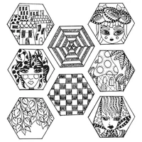 a heck of hexies clear stamps faces leaveshouses tangled patterns and hexagons stamps for diy scrapbooking crafts 2021 new
