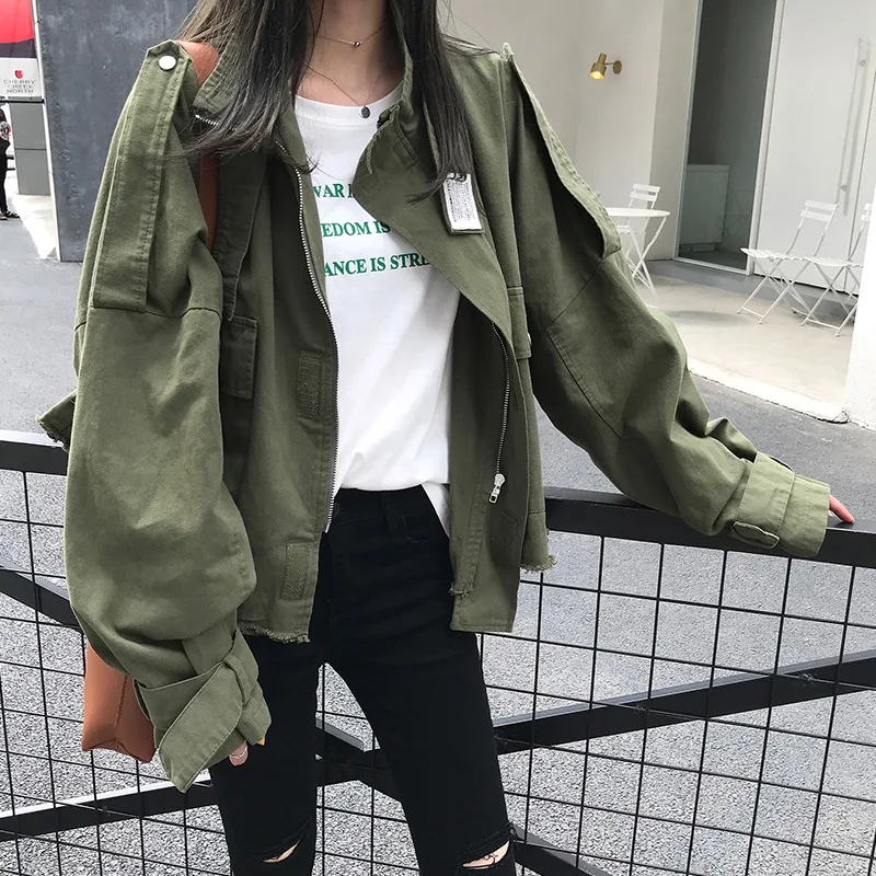 

Cotton jacket women's spring autumn new Korean version of loose tooling jacket long-sleeved casual Harajuku baseball uniform top