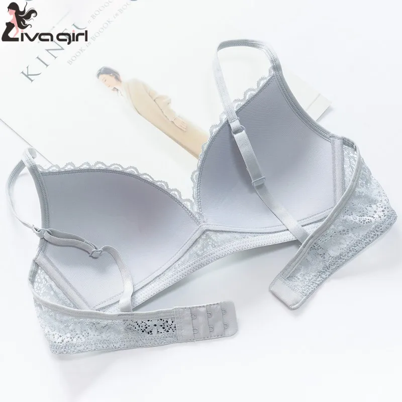 New Lace Sexy Triangle Cup Bra Set Women High Quality Push Up No steel Ring Wire Free Lingerie Jacquard Panties Sets | Женская одежда