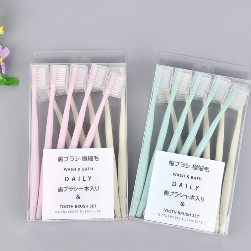 

10pcs adult oral health care toothbrush environmental protection bamboo charcoal fine soft boxed household toothbrush