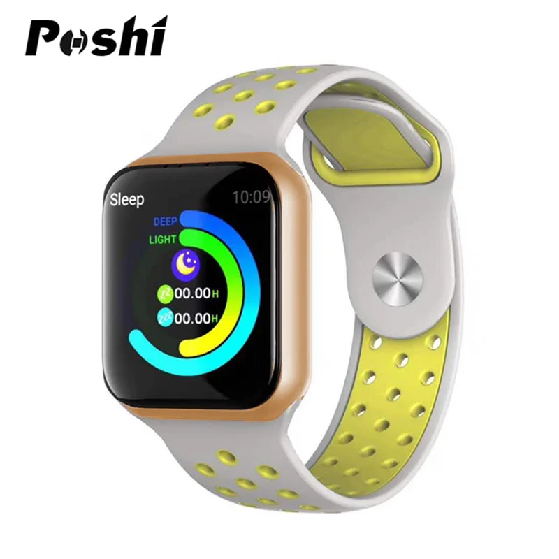 gray yellow Смарт часы Полный сенсорный экран Bluetooth сердечного ритма спортивные музыкальные многофункциональные часы женские часы умные часы мужские - Color: gray yellow
