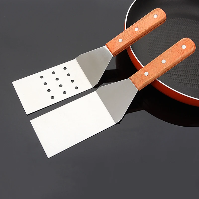 1 Piece Stainless Steel Steak Fried Shovel Spatula Pizza Grasping Cutters Spade Pastry BBQ Tools Wooden Handle Kitchen Utensils | Дом и сад